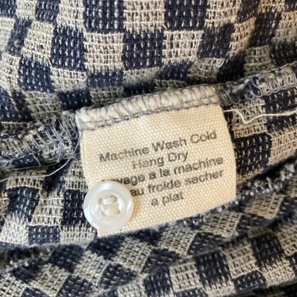 ❌SOLD❌ Beaton Linen Button Up Long Sleeve Dress in Checkered Print, size S - Picture 4 of 5